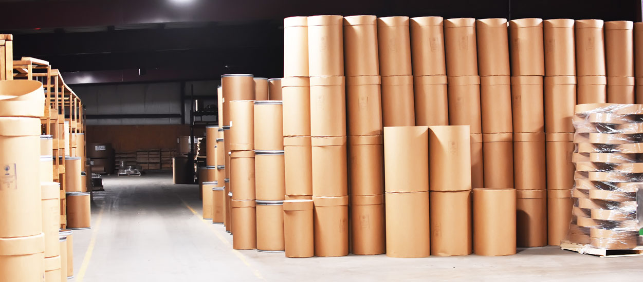 fibre barrel manufacturing and warehouse area at The Master Package Fibre Shipping Containers